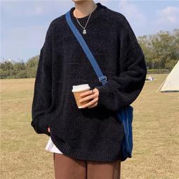 港風毛衣男 韓版潮流秋冬季加厚款 圓領條紋內搭針織衫 寬松打底毛衫-潮男服飾 歷史價格詳細信息