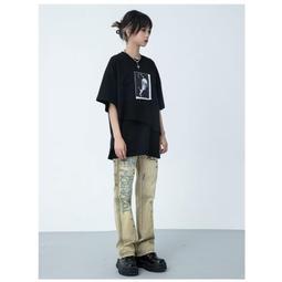 S3XL長褲 休閒褲 動棉褲 國潮街頭五角星星貼布刺繡闊腿牛仔褲男女bf寬鬆高街直筒長褲潮 休閒百-毛毛男裝 歷史價格詳細信息