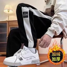 重磅褲子男秋冬運動直筒寬鬆衛褲大尺碼美式潮牌加絨厚闊腿休閒長褲 歷史價格詳細信息