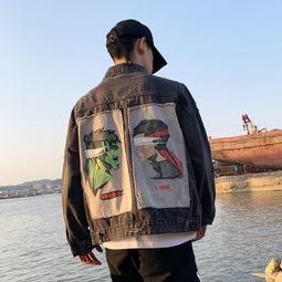 台灣現貨【M-4XL】外套 潮牌牛仔外套男秋季新款日系潮流寬鬆翻領痞帥工裝夾克上衣 男女同款 休閒百搭上衣  露天市集 歷史價格詳細信息