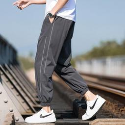 休閑冰絲褲男士長褲子春秋夏季韓版潮流寬松九分褲潮牌速幹運動褲 歷史價格詳細信息