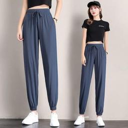 運動休閒冰絲束腳褲女夏季薄款2023新款爆款小個子夏天涼涼衛褲女 歷史價格詳細信息