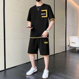 夏季男士短袖T恤運動套裝高品質休閒中老年爸爸裝-正正男裝 歷史價格詳細信息