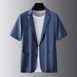 男士西服外套 夏季薄短袖西服男 小西裝男士韓版修身四分之三袖外套 青年半袖套裝時尚 歷史價格詳細信息