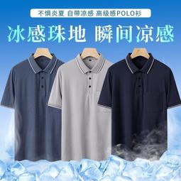 爸爸夏裝冰絲短袖t恤中老年人老頭男士上40-50歲翻領POLO 歷史價格詳細信息