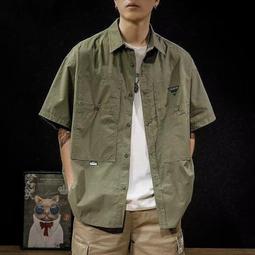休閑夏季五分袖慵懶青春流行氣質襯衫男寬松型港風潮潮流新款帥氣-靚仔男裝 歷史價格詳細信息