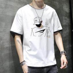 短袖男士夏季新款韓版t恤上衣服冰絲半袖T恤學生潮流短袖體恤 短袖上衣 男-真男人專賣店 歷史價格詳細信息