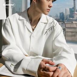 華夫格長袖襯衫男 港風工裝襯衫外套 男生休閒寬鬆潮襯衣外套 歷史價格詳細信息