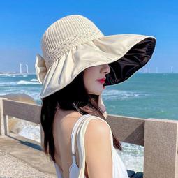 黑膠防曬遮陽帽女漁夫帽夏季顯臉小遮臉抗UV可防風薄款大帽簷 歷史價格詳細信息