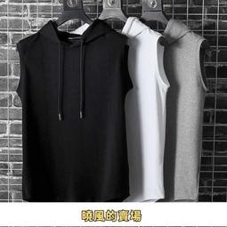 純色連帽無袖t恤男夏季潮牌ins韓版潮流百搭帥氣坎肩背心休閑寬松  新-毛毛男裝 歷史價格詳細信息