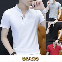 男士 Polo 衫短袖修身韓版休閒 Ins 純色字母鈕扣黑色上衣 BEFOYI SLC184-至簡原創 歷史價格詳細信息