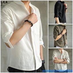 男生亞麻襯衫 S-2XL 春秋季立領襯衫韓版青年男長袖襯衫寬松大碼棉麻襯衣 潮流襯衫 休閒百搭襯衫 長袖襯衫 素色襯衫 歷史價格詳細信息