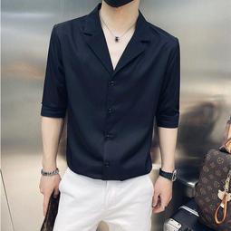 襯男 短袖襯 韓版襯 休閒襯 緊身襯 免燙襯 小版男裝 夏季男短袖襯 休閒痞帥七分袖冰絲襯 薄款五分袖襯 歷史價格詳細信息
