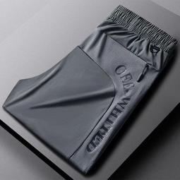 長褲  夏季冰絲褲  速乾加肥加大尺碼冰絲褲子男夏季薄款透氣休閒褲胖子男裝百搭褲子潮 歷史價格詳細信息