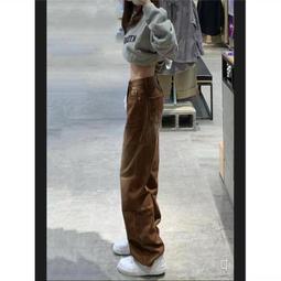 漸變棕色牛仔長男直筒寬鬆vibe高街子男美式hiphop拖地闊腿 歷史價格詳細信息