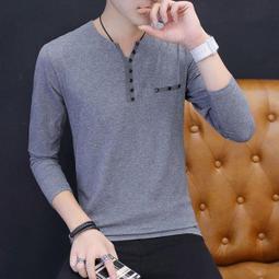 男春秋裝新款韓版T恤修身打底衫男士長袖男T恤潮男性衣服上衣T恤男裝休閒服裝-正正男裝 歷史價格詳細信息