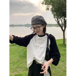 100%純棉長袖 圓領長袖T恤男士大學T港純棉體恤衫男女生粉色金色字母打底衫 歷史價格詳細信息