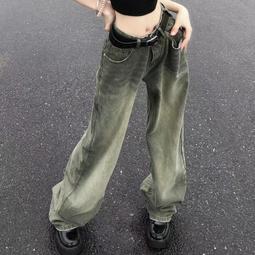 【數數】大尺碼水洗做舊直筒牛仔ku女寬鬆胖妹妹高yao闊腿顯瘦垂墜感長ku子ins 歷史價格詳細信息