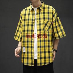 胖子加肥加大碼男士短袖格子襯衫夏季新款肥佬商務休閑半袖襯衣潮-靚仔男裝 歷史價格詳細信息