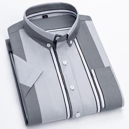 真口袋新款冰絲短袖襯衫男士方領彩金印花免燙潮流襯衣 男士襯衫 短袖襯衫 上班襯衫 大尺碼襯衫 棉質襯衫-MINTS名仕男裝 歷史價格詳細信息