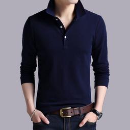 棉質長袖polo衫 長袖t恤男士 中年翻領商務polo 爸爸裝 打底衫 戶外工作衣服 polo 歷史價格詳細信息