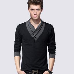 新款男士長袖t恤男裝韓版修身大碼印花打底衫純棉POLO衫商務T體恤 polo衫 長袖 polo衫男 工作服 襯衫男 翻領-滿599免運 歷史價格詳細信息