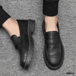 男鞋一腳蹬樂福鞋男夏季真皮平底休閒鞋青年圓頭軟皮軟底皮鞋 歷史價格詳細信息