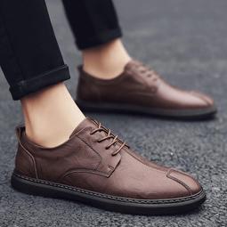 小c英倫風男款皮感休閒鞋 時尚低筒綁帶男板鞋 百搭原宿風男生運動休閒鞋 裂紋復古褐色男皮鞋 舒適透氣休閒男鞋 歷史價格詳細信息