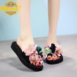 沙灘鞋女拖鞋海邊度假防滑平底人字拖涼鞋夏季新款時尚外穿花朵 歷史價格詳細信息