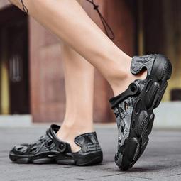 夏日防水洞洞鞋 大碼厚底拖鞋 高彈力輕量拖鞋 外穿男生休閒涼鞋 英倫風印花男休閒拖鞋 大尺碼兩穿拖鞋 歷史價格詳細信息