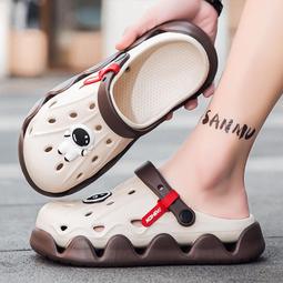 洞洞鞋男夏季外穿拖鞋運動男士防滑耐磨厚底踩屎感沙灘包頭涼鞋男 歷史價格詳細信息