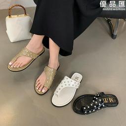 夾腳拖鞋女 平底涼拖鞋 夾腳拖 新款網紅韓版水鑽夾腳拖 防水 時尚百搭少女心平底拖鞋 沙灘拖鞋-鑫星精選 歷史價格詳細信息