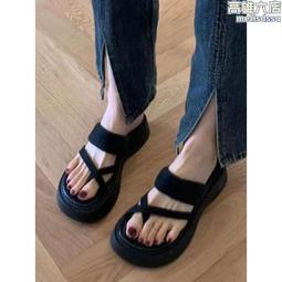 松糕厚底人字拖女夏季外穿2024新款高級感時尚海邊沙灘夾腳涼拖鞋 歷史價格詳細信息