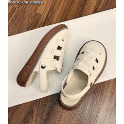 包頭涼鞋女士2024年夏季新款時尚復古鏤空透氣舒適厚底運動休閒鞋 歷史價格詳細信息