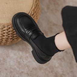 黑色一腳蹬樂福鞋女2023秋冬季新款復古英倫風日系jk百搭小皮鞋單 歷史價格詳細信息