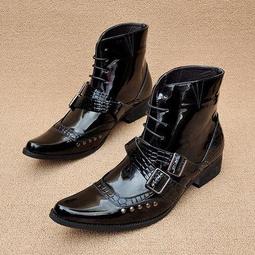 【&sect; 衫衫飾飾 &sect;】00088【39~44碼】黑英倫工裝皮靴男高級感百搭側拉鍊騎士機車靴 歷史價格詳細信息