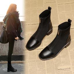 短靴女 中筒靴 馬丁靴女英倫風爆款加絨女鞋潮ins酷炸街短靴春秋單靴子【熱賣款】 歷史價格詳細信息