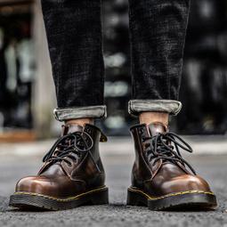 【免運】馬丁靴 男鞋 中筒靴 工作靴 皮靴 工裝靴 馬丁靴男秋季潮流復古高幫鞋 真皮休閑短靴 英倫風加絨中幫工裝靴子 歷史價格詳細信息
