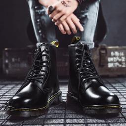 台灣現貨馬丁靴 工裝靴 短靴 馬丁靴男高筒 男鞋 馬丁靴男秋季黑色英倫風高幫機車工裝靴男士戶外中幫休閒皮鞋防水  露天市 歷史價格詳細信息