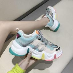 老爹鞋女新款春秋夏透氣銀灰色鞋子厚底增高松糕顯腳小運動爆 歷史價格詳細信息