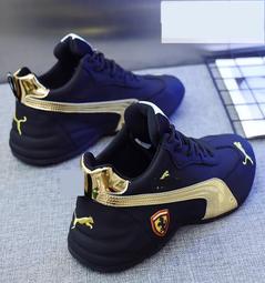 新款男士皮蓬高幫厚底老爹鞋男魔術貼增高百搭休閒鞋網紅同款潮流男鞋  學生鞋 歷史價格詳細信息