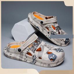 熱賣厚底洞洞男款外穿夏季2024新款防滑運動開車沙灘頭半涼拖男 歷史價格詳細信息