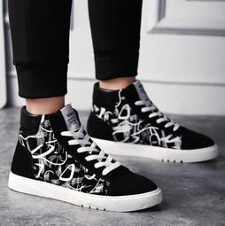 【潮鞋基地】中幫休閒鞋潮流高幫男鞋秋冬新款英倫板鞋男士中邦鞋子 歷史價格詳細信息