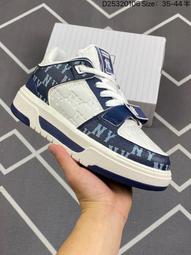 MLB Chunky Liner Classic MLB 紐約洋基隊 中幫 藍白 復古老花 防滑耐磨中邦板鞋男女同款 歷史價格詳細信息