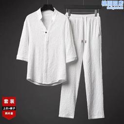 夏季五分袖t恤套裝男薄款寬鬆港風連帽大學T五分褲情侶運動兩件套上衣上衣短袖短袖短袖上衣男生衣服男上衣-22號穿搭 歷史價格詳細信息