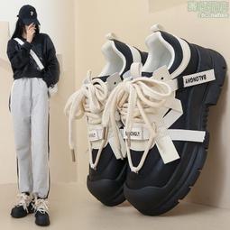 老爹鞋女款新款春夏秋松糕厚底增高鞋子粉色休閑小白運動鞋爆 歷史價格詳細信息