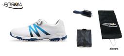 高爾夫男士球鞋 防水 透氣 旋轉鞋帶球鞋 防滑鞋釘   GSH096白 綠  配POSMA鞋包 2合1清潔刷 歷史價格詳細信息