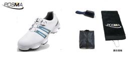 高爾夫男士球鞋 防水 透氣 旋轉鞋帶球鞋 防滑鞋釘   GSH096白 綠  配POSMA鞋包 2合1清潔刷 歷史價格詳細信息