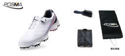 高爾夫男士球鞋 防水 透氣 旋轉鞋帶球鞋 防滑鞋釘   GSH096白 綠  配POSMA鞋包 2合1清潔刷 歷史價格詳細信息