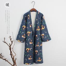 秋冬男士和服睡袍無印風浴袍純棉空氣層夾棉加厚大碼長款家居袍 歷史價格詳細信息